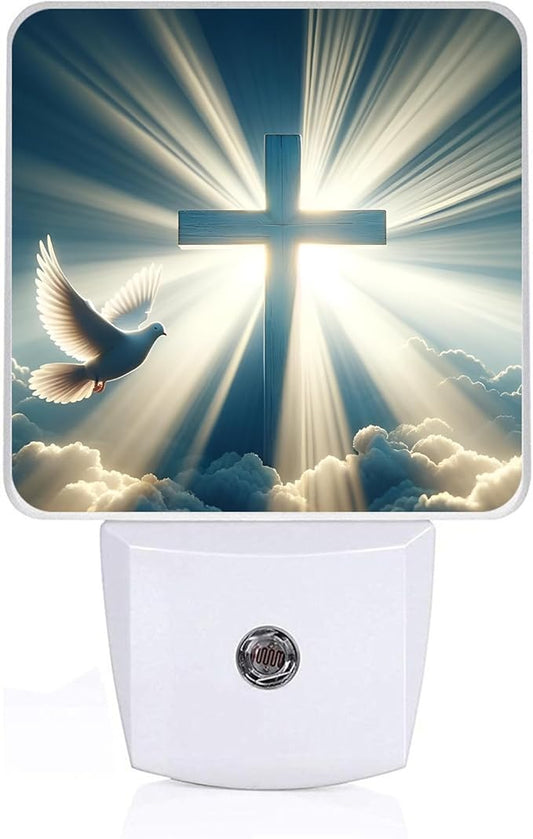 Cross Heaven Night Light,Plug-in Night Lights with Dusk-to-Dawn Sensor for Bedroom,Bathroom and Living Room Sleep Friendly lamp 0.5w