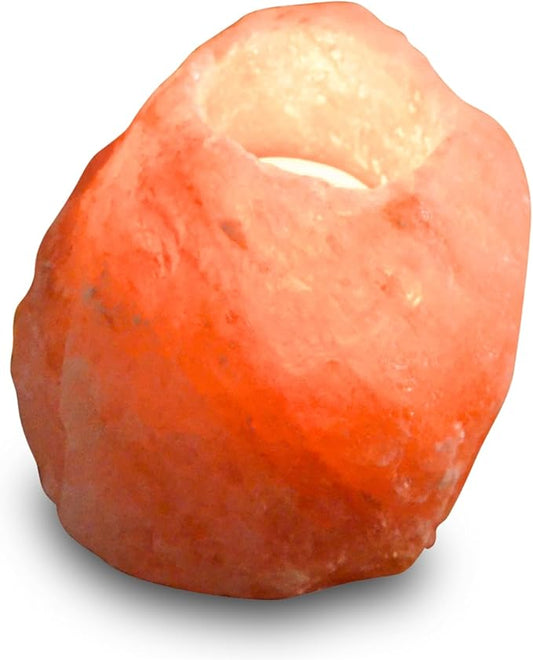 Zen'Light Himalayan Rock Salt Crystal Candle Holder - 1kg - Authentic Natural Himalayan Salt - Hand Carved - Amber Color - Tabletop - Multiple Occasions - General Use / Gifting