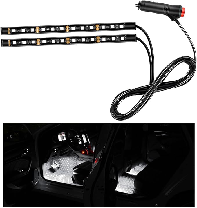 Car LED Strip Light, 24 LED RGB Auto Interior Atmosphere Lights, Cigarette Lighter Under Dash Ambient Night Light, Interior Decorative Lamp Lighting Kit Car Accessories (White)