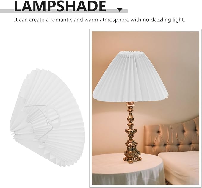 DOITOOL Elegant Modern Style Lampshade Home Lampshade Desk Lamp Cover Wall Lamp Shade Pleated Table Accessory