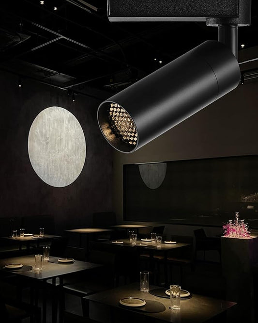 LED Zoomable Ceiling Spotlight 7W Adjustable Beam Angle 6-50° Swivelable Angle CRI 97 Black Aluminum Accent Lamp for Corridor Mural Living Room - COB Chip