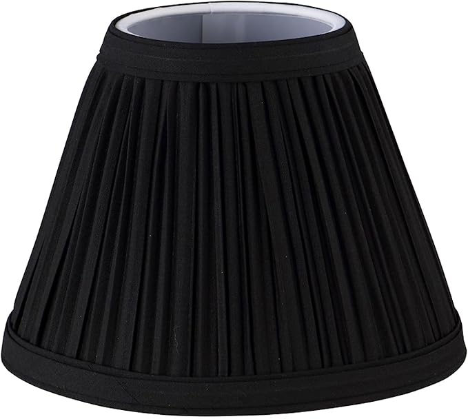 Aspen Creative 33122-9 Small Pleated Empire Shape Chandelier Clip-On Lamp Shade, Black, 3" Top x 6" Bottom x 5" Slant, 9 Pack