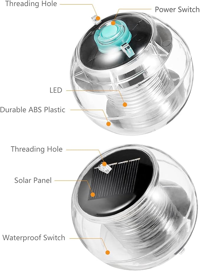 Solar Floating Pool Lights, RGB Color Changing Solar Pool Lights That Float Pool LED Lights Ball Light for Lakes Fish Tanks Fountains