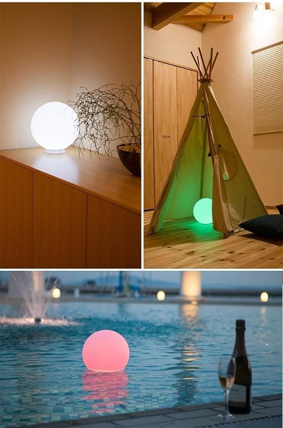 Mr.Go 6-inch RGB Color-Changing LED Globe Orb Light w/Remote, Mood Lamp Kids Night Light, 16 Dimmable Colors & 4 Modes, Battery & AC Adapter Power, Home Bedroom Patio Pool Decorative Lighting