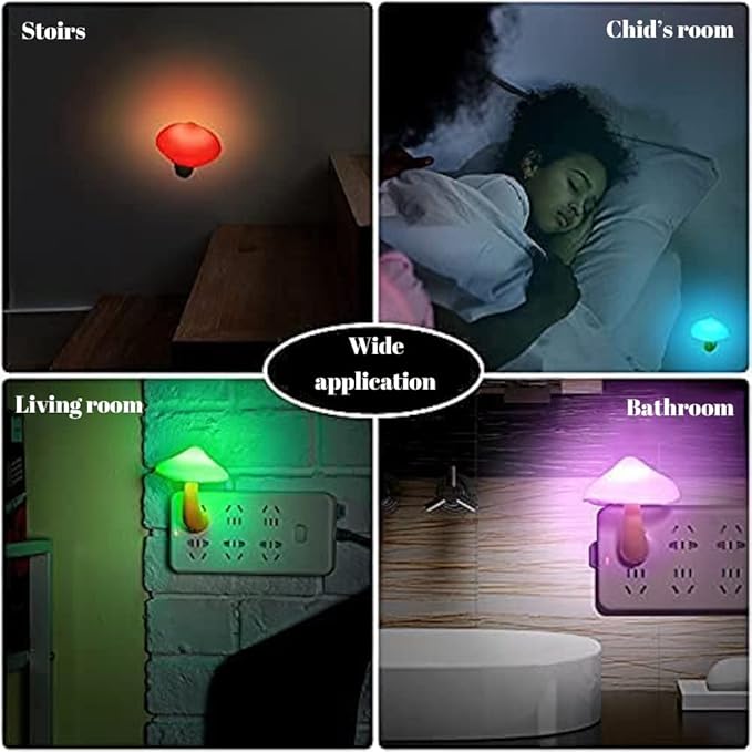 2 Pieces Sensor LED Mushroom Night Light Plug in Smart Lamp Mini Mushroom Night Lights LED Night Lamp Color Changing for Adults Kids (7-Color Lights Discoloration)