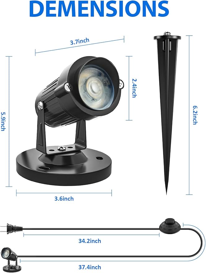 5W Led Spot Lights Indoor, RGBW Color Changing Uplighting Indoor with Remote, 120V Up Lights Indoor Spotlight Accent Lighting for Plant Christmas Party Decoration(1 Pack with Base and Stake)