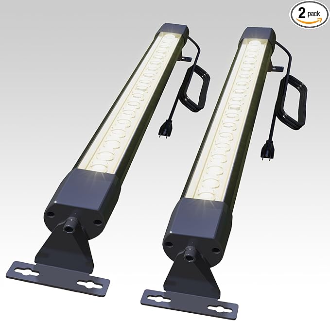 2 pcs Waterproof IP67 Wall Washer Light - 36W Upgraded LED Light Bar, 2ft Natural White (4000K), for Building Walls, Yard, Church, Batting Cage, Plug-in Outdoor Lighting