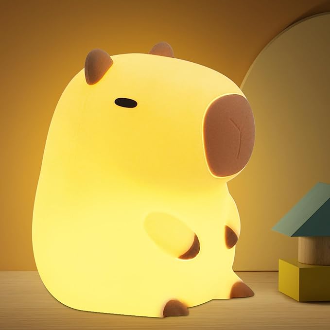 Capybara Night Lamp, Capybara for Loved Ones and Friends, Capybara Light Gift, ABS+SIL, Touch Control, Portable Rechargeable Dimmable, Best Choice for Gift Giving (Capybara)
