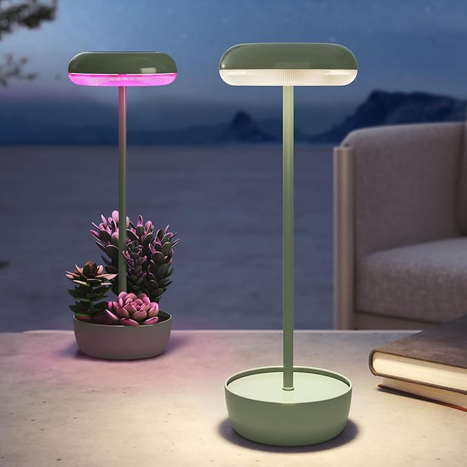 Solar Yard Outdoor Table Lamp, Cordless USB Solar Table Lamp for Patio Water Resistant, 3 Lighting Modes Solar Desk Lamp for Garden Outside Patio Bedroom Living Room, Green