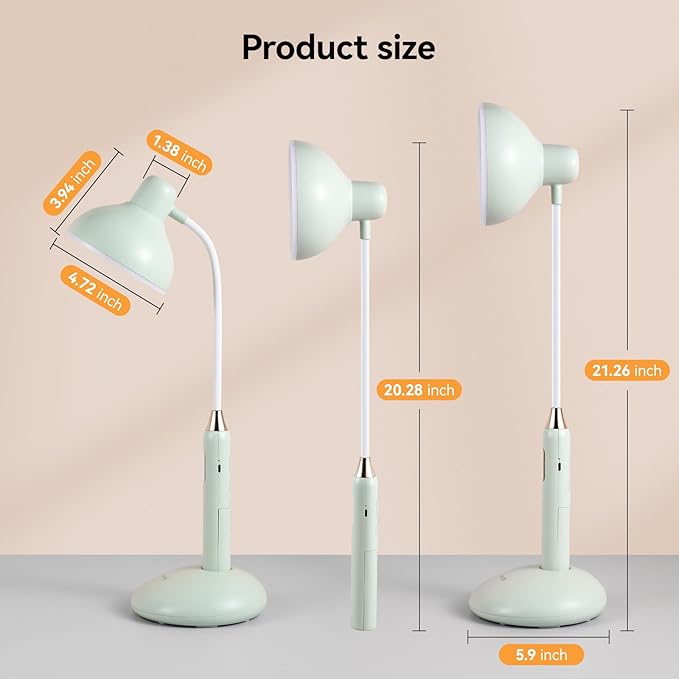 VAVOFO Wireless Touch Control Desk Lamp 6781-2700-7000K Color Temperature, 700LM, Eye-Caring LED Desk Light with USB-C Charging, Adjustable Brightness, 360° Gooseneck, 2.5hrs Wireless Use (Green)