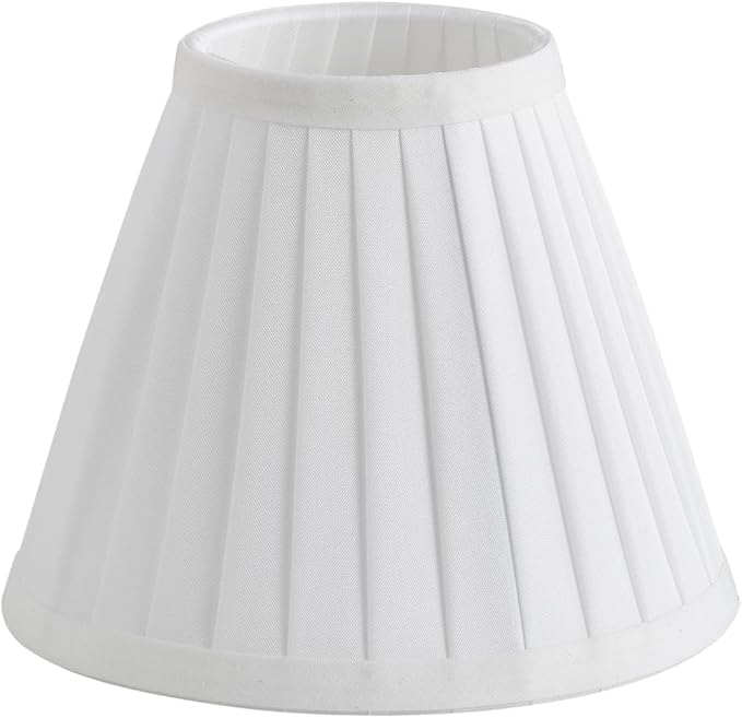 6 Pack White Silk Pleated Chandelier Shades, 3" Top x 6" Bottom x 5" High, 3x6x5 Inch Clip On E12 Bulb, Pendant Light Wall Sconce Lamp Shade, Silk-Pleat Handmade Barrel Lampshades Covers(Small Size)
