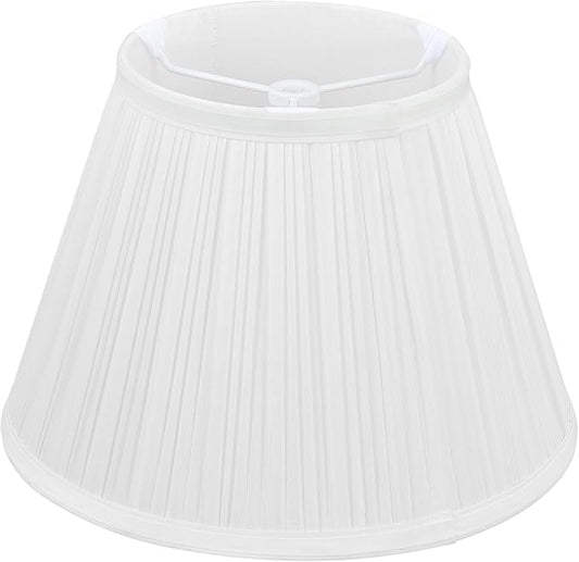 Small Lamp Shade, White Pleated Bell Shade for Table Lamps, 6" Top x 10" Bottom x 7" High, Small White Lamp Shades for Floor Lamps, Pendant Lamps (Spider Fitter), Fabric Lampshade Replacement