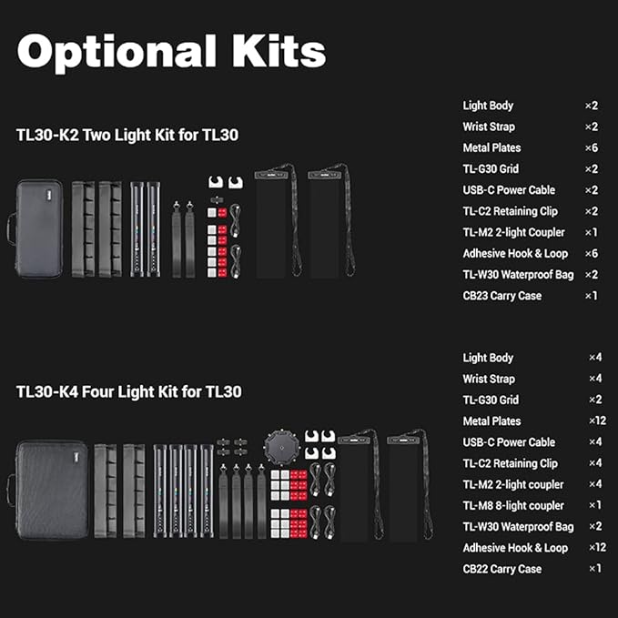 Godox TL30 RGB Tube Light LED Light 8W 2700K-6500K Built-in Lithium Battery Smartphone APP Control (Godox TL30-K4)