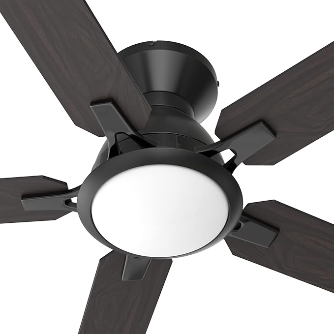 CEME Smart Low Profile Ceiling Fan with Lights, DC 10 Speeds Smart Ceiling Fan with Remote, Compatible with Alexa, Siri & Google Home & APP, 3 Light Colors Dimmable Flush Mount, Black, 52"