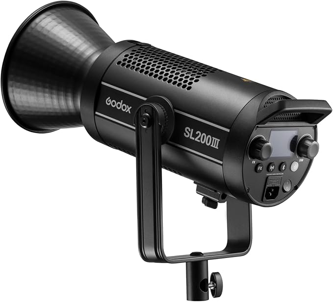 Godox SL200III Daylight LED Video Light, 200W 95600Lux @1M CRI 96+TLCI 97+ Bowens Mount LED Continuous Light, Professional Studio Light with 8 FX Effects&Silent Mode