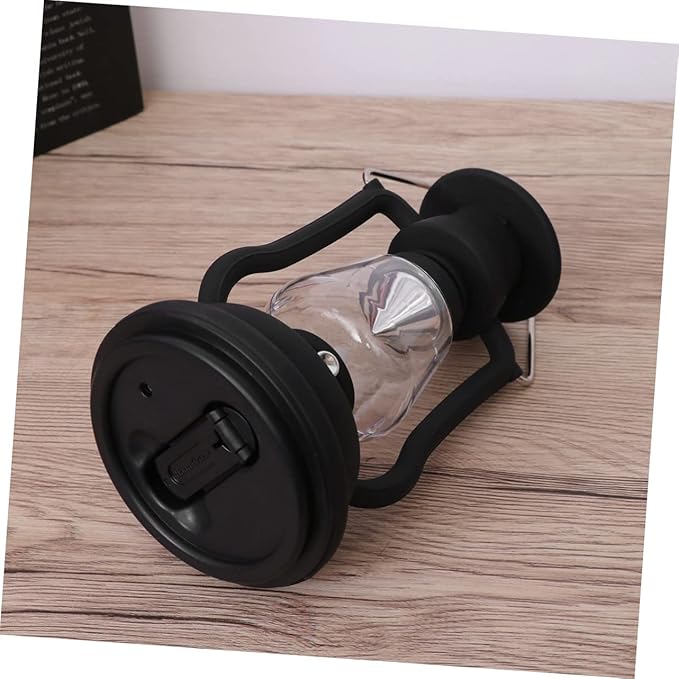 Rechargeable Solar Retro Horse Lantern Multi Functional Camping Light with Hand Power Flashlight for Outdoor Use Portable Tent Light Black