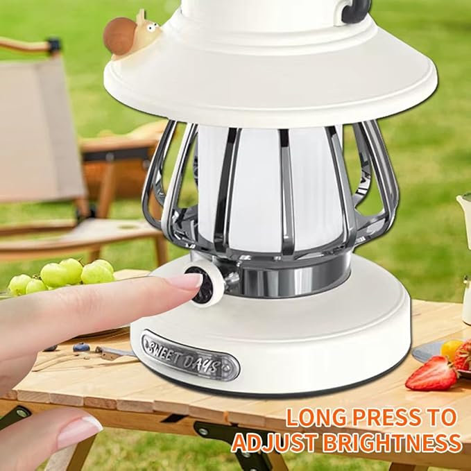 LED Rechargeable Retro Horse Lamp, Outdoor Cute Camping Light, Portable Mini Snail Horse Lamp with 3-Mode Dimmable Light Intensity and Memory Function