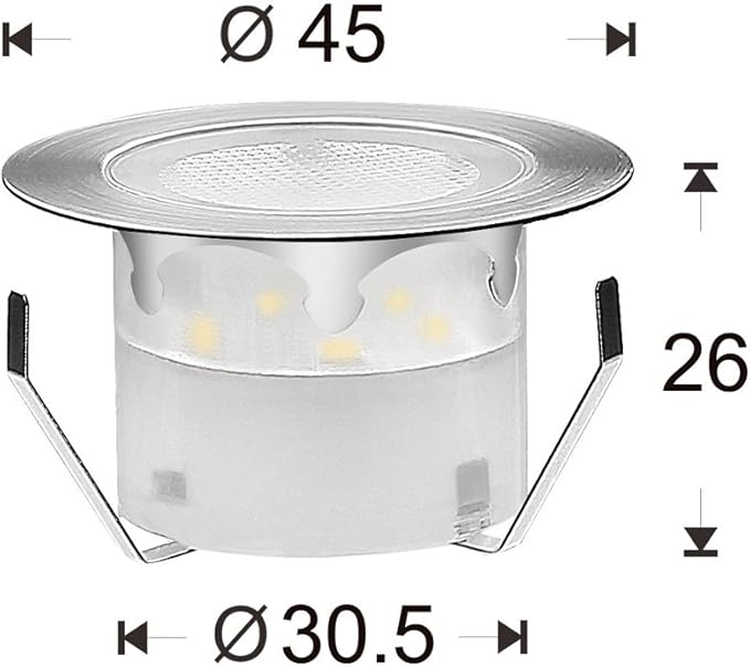 1 Pack Led Deck Lights Outdoor Waterproof Low Voltage Stainless Steel 1W Outdoor Yard Garden Decoration Lamps Landscape Pathway Patio Step Stairs LED In-ground Lights Silver Border(Warm White)