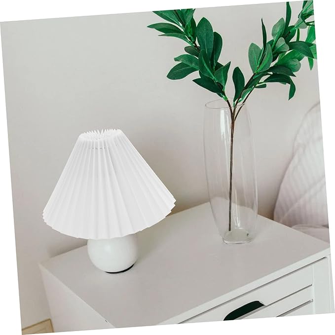 DOITOOL 1pc Pleated Lampshade Table Light Shade Farmhouse Lamp Cover Linen Lamp Cover Small Pleated Lamp Shades Wall Ceiling Light Shade Pendant E27 White Wrought Iron Rural Hanging Lamp