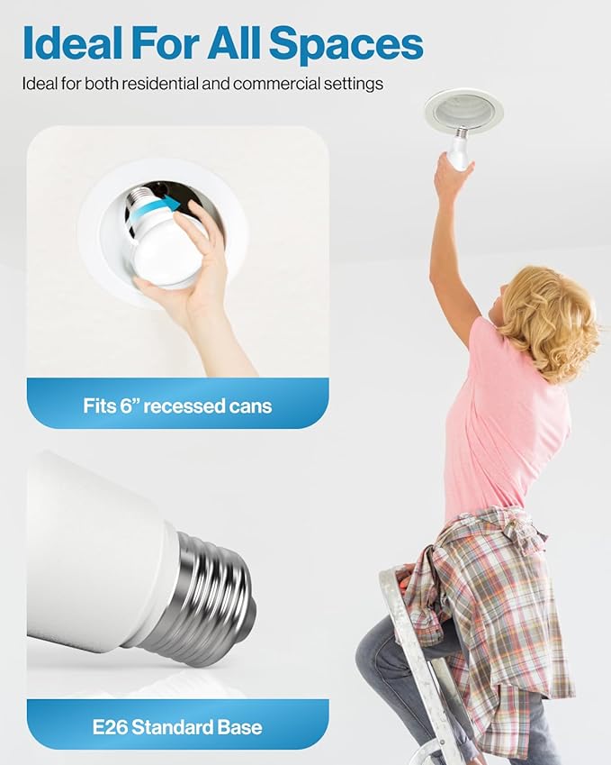 Sunco 16 Pack BR40 LED Light Bulbs, Indoor Flood Lights, Recessed Can Light Bulb, 1400 LM, 17W (100W Equivalent), 2700K Soft White, Dimmable, E26 Base, for Home, Bedroom, Kitchen UL