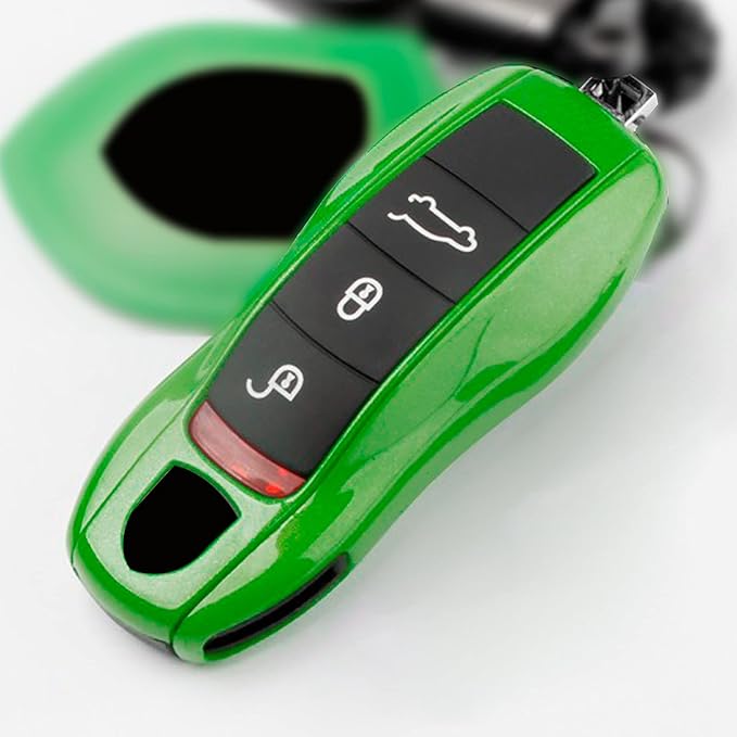 x xotic tech Green Key Fob Cover Smart Remote Shell Case, 3 pcs Set Full Protection, Compatible with Porsche Boxster Cayman 981 Carrera 911 991 918 Spyder Macan Cayenne Panamera