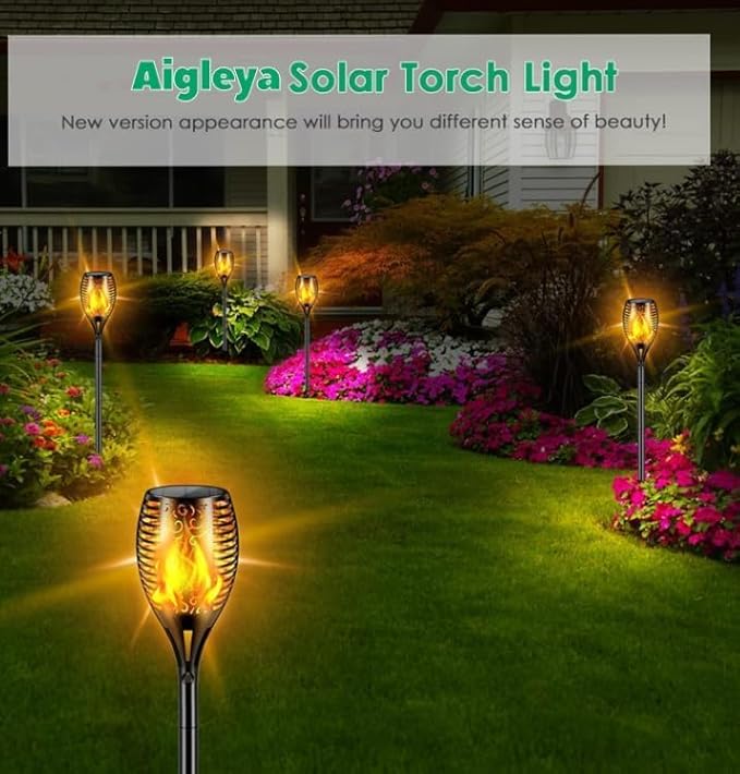 Solar Lights Outdoor 99 LED Higher & Larger Flickering Flame Solar Torch Light 43" Waterproof Outdoor Lighting Solar Powered Pathway Lights Christmas Decorations for Garden Patio Yard (6Pack)