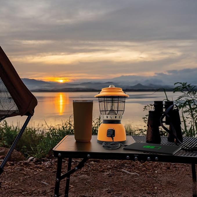 Rechargeable Retro LED Lantern, 800LM, Stepless Dimming, Omni-Directional Light Distribution, 4400mAh Power Bank, 2 Color Temperatures, IPX5 Water Resistant, Power Outages, Emergencies, USB Cable