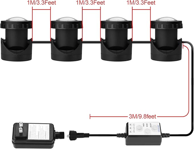 Pond Lights Remote Control Submersible LED Lights [Set of 4] IP68 Underwater Lights Aquarium Spotlight 48LED with Timer Landscape Lamp for Swimming Pool Fish Tank Fountain Pond Decoration