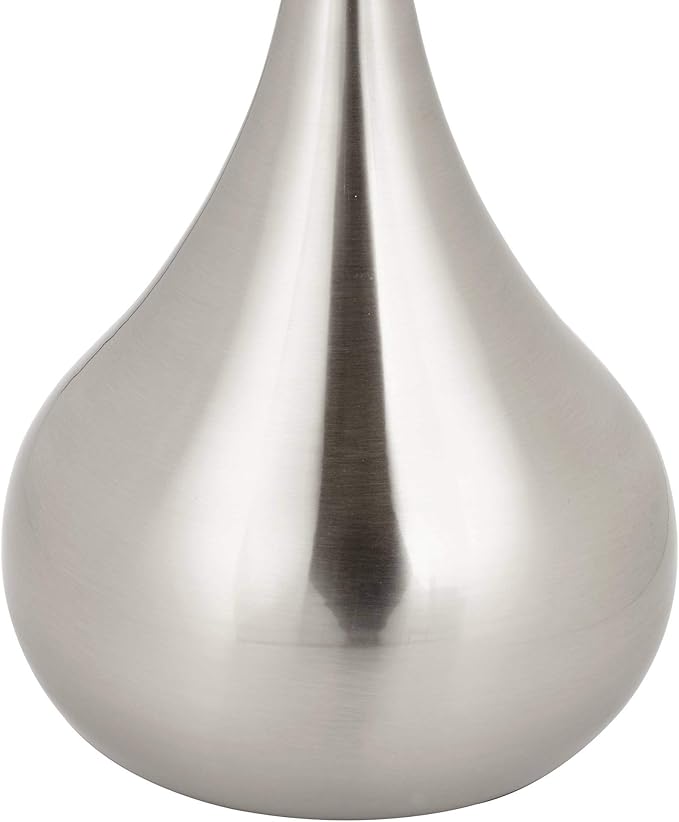 Possini Euro Design Modern Mid Century Modern Droplet-Shaped Floor Lamp 62" Tall Brushed Nickel Silver Metal Cotton Blend Cylinder Drum Shade Decor for Living Room Reading House Bedroom Home