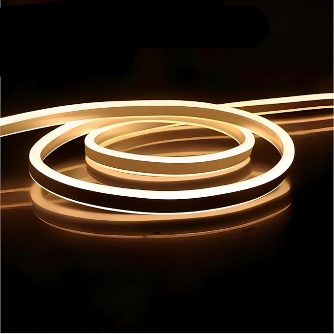 FORT Led Neon Rope Lights for Outside Outdoor Waterproof 16.4Ft 110V 120V Plug in Warm White led Strip Lights with 120 LEDs/m for Home Commercial Garden Patio Yard Holiday Party ETL FCC
