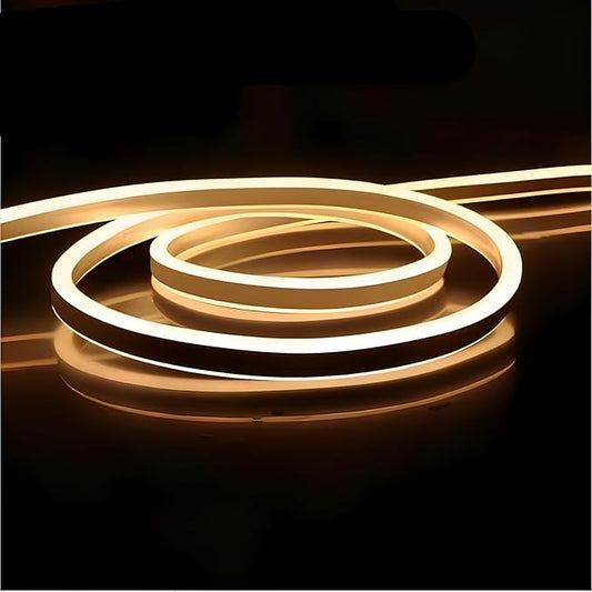 FORT Led Neon Rope Lights for Outside Outdoor Waterproof 16.4Ft 110V 120V Plug in Warm White led Strip Lights with 120 LEDs/m for Home Commercial Garden Patio Yard Holiday Party ETL FCC