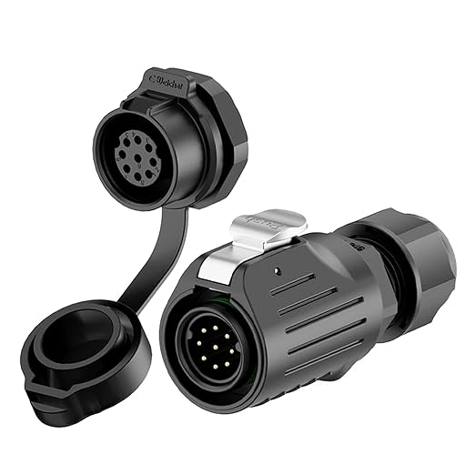 EW-LP16 Industrial Waterproof Connector IP68 Quickly Plugging Aviation Connector PBT Plastic Shell Circular Connector Fast Release Electrical Connector M16 2-9 Pin Thread Socket (9 Pin)