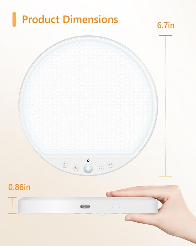 Rechargeable 6W Motion Sensor Ceiling Light Indoor, Wireless Magnetic Stick-On, Remote Control for Color & Brightness, Battery Operated Light for Shower, Closet, Bathroom, Pantry, Hallway, 1-Pack