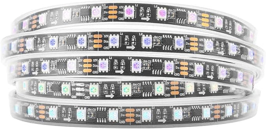 BTF-LIGHTING WS2811 IC=RGB+IC Addressable Dream Color LED Strip 16.4FT 60LEDs/m 20Pixels/m IP67 Waterproof Black PCB Flexible DC12V Chasing Effect for Home Indoor Decor(No Adapter or Controller)