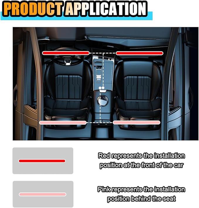 Universal Car LED Strip Light, Cigarette Lighter Auto Interior Decorative Lamp, 12V Under Dash Ambient Night Light, 24 LEDs RGB Neon Interior Atmosphere Lights for Car SUV (Blue, Cigar Lighter)