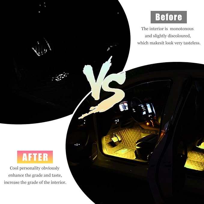 4 PCS USB LED Car Interior Atmosphere Lamp, Portable Plug-in 5V USB Car LED Interior Lighting Night Lamp, Mini USB Ambient Lighting Decor for Home Car Laptop Keyboard (Yellow)