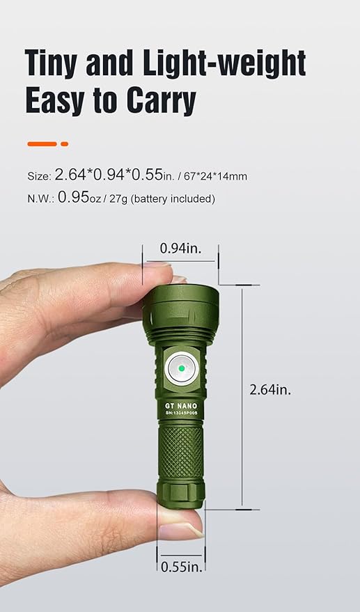 LUMINTOP GT Nano 3.0 Keychain Flashlight 700 Lumens Mini Flashlight 400 Meters Beam Distance Built-in USB-C Charging 10280 Li-ion Battery (Green)