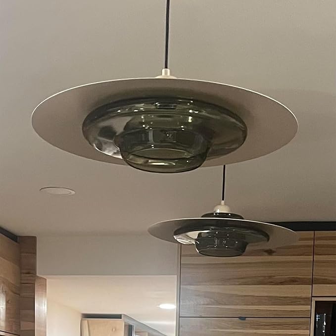 TeHenoo Modern Pendant Light,Light Brown Shade,Deep Green Clear Glass Lamp,Adjustable Mid Century Pendant Lighting for Kitchen,Dining Room,Living Room