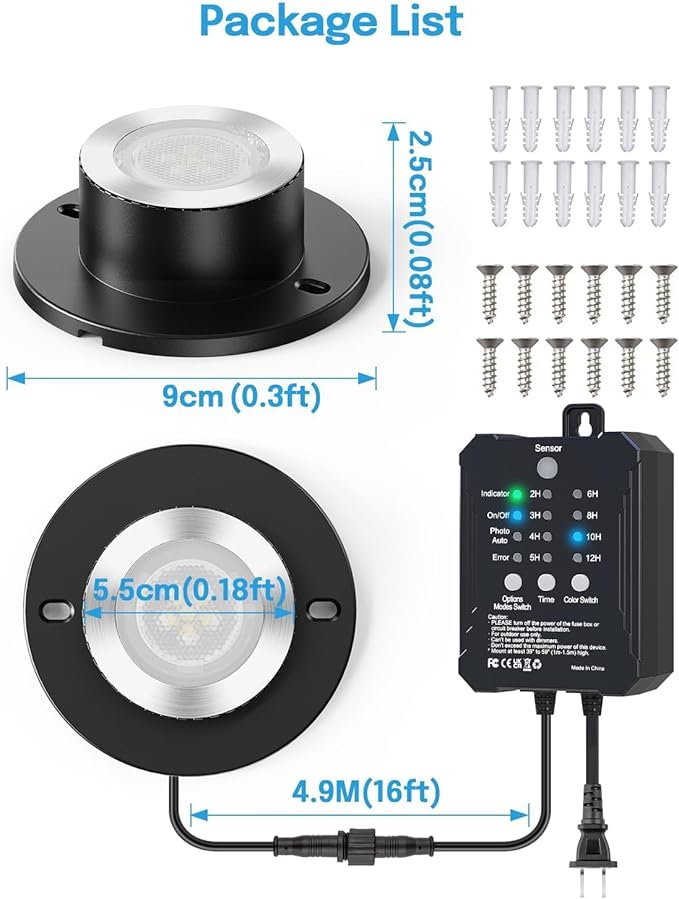 HIBOITEC LED Pond Lights, RGB Underwater Fountain Light with 12V Timer Transformer, Photocell Light Sensor, IP68 Waterproof Outdoor Underwater Lights for Outdoor Ponds Garden, 6 Pack