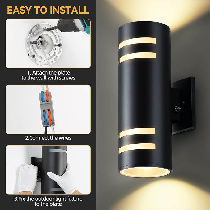 Dusk to Dawn Outdoor Lighting 2 Pack, Modern Outdoor Wall Lights Black Exterior Lighting Fixtures Wall Mount with E26 Base, Waterproof Outside Sconce Lights for House Porch, Bulbs Include