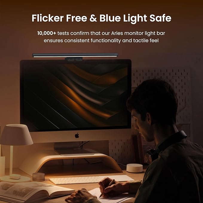 YEELIGHT Monitor Light Bar, Computer Monitor Lamp, 250LM No Glare Eye-Care LED Screen Bar, Touch Control USB Reading Desk Lamp for Home Office Work, Stepless Dimming Adjustable Color Temperature