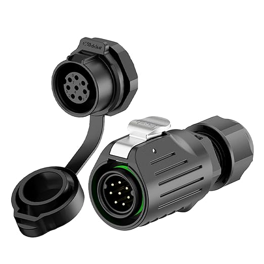 EW-LP16 Industrial Waterproof Connector IP68 Quickly Plugging Aviation Connector PBT Plastic Shell Circular Connector Fast Release Electrical Connector M16 2-9 Pin Thread Socket (8 Pin)