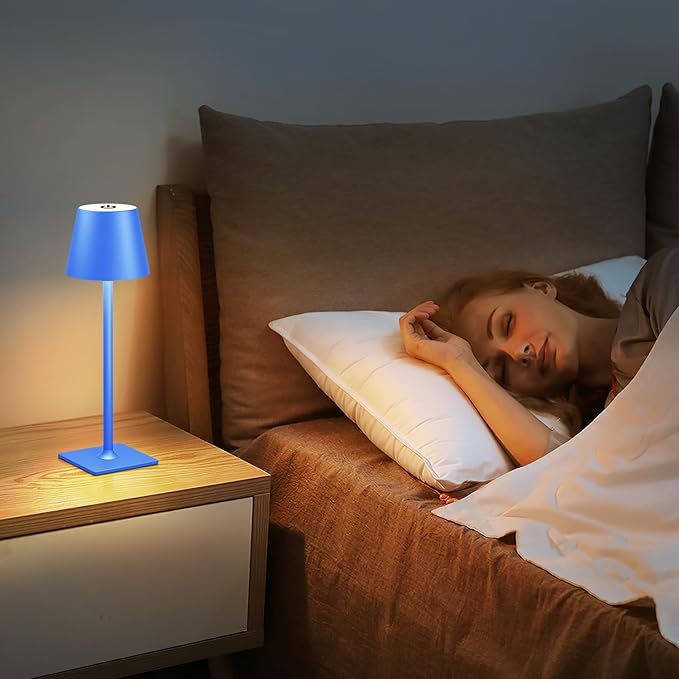 2 Pack Rechargeable Table Lamp - Cordless LED Lamp with 6000mAh Battery Operated LED Desk Lamp, Portable Table Light Outdoor for Dinner Patio Restaurant Bar Bedroom Coffee Shop Night Light(Blue)