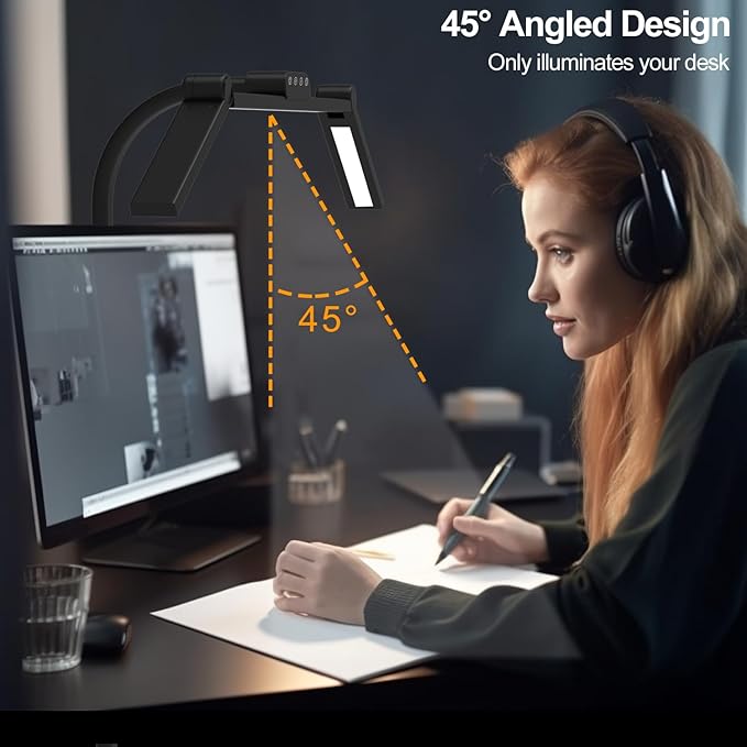 3 Light Bar Goose-Neck Architect Desk Lamp with Clamp, 24W Bright Led Tall Overhead Desk Light for Home Office,Eye Care Reading Table Light for Desktop Working,Drafting,Reading