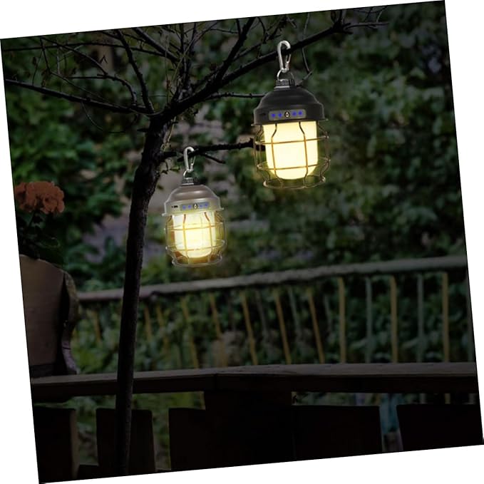 UPKOCH Rechargeable Lantern Battery Powered Tent Light Retro Style Camping Lamp Portable USB Outdoor Lamp