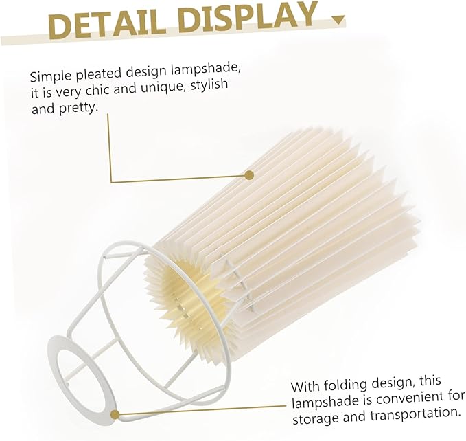 DOITOOL 1Pc Pleated lampshade Modern Lampshade Wall Light Cover Light Accessory rustic lamp shades candle wall sconce chandelier lamp shades Desk Lamp Lampshade curtain vintage cloth e27