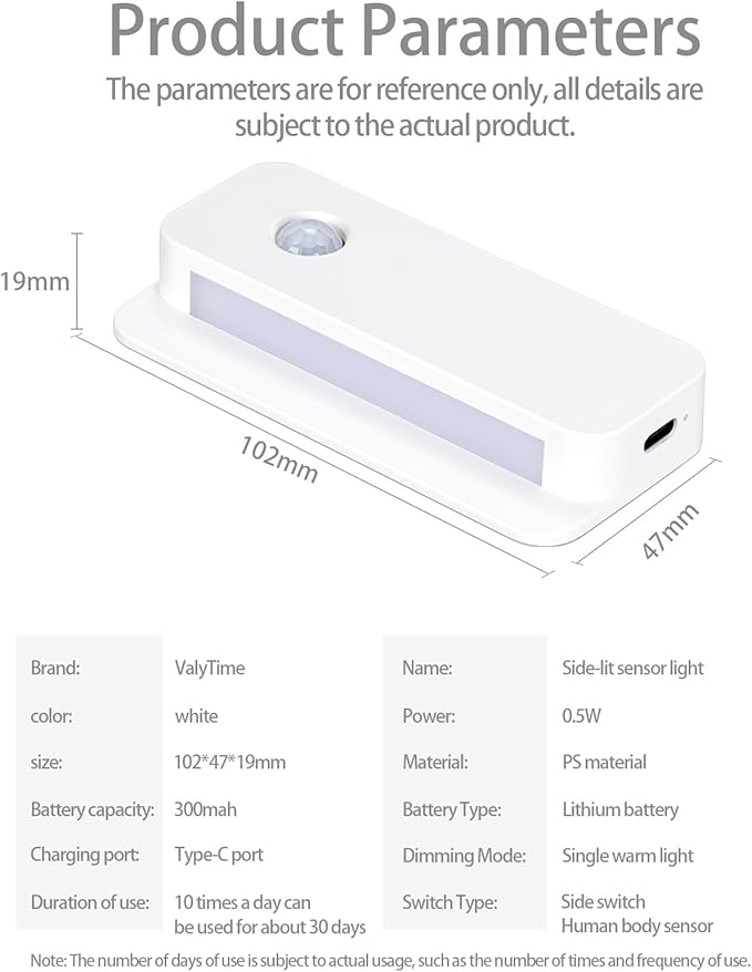 4 Pack Motion Sensor Night Light, Rechargeable Stair Lights Indoor, Warm White Motion Sensor Light Indoor, Battery Operated Night Light for Hallway, Stairway, Bathroom, Bedroom, Kitchen