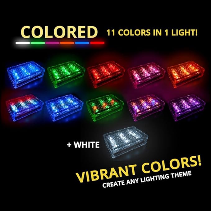 6x9 Colored Solar Powered Paver Light, 11 Colors in 1 Light, Driveways, Walkways, Patios, DIY Easy Install, No Wiring, Up to 7,000 lbs of vehicular Traffic