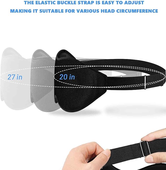 Sleep Eye Mask for Men Women, Lash Extensions 3D Sleeping Mask for Side Sleeper, Travel Blackout Night Blindfold Eye Shade Cover with Adjustable Strap (Black-3D)