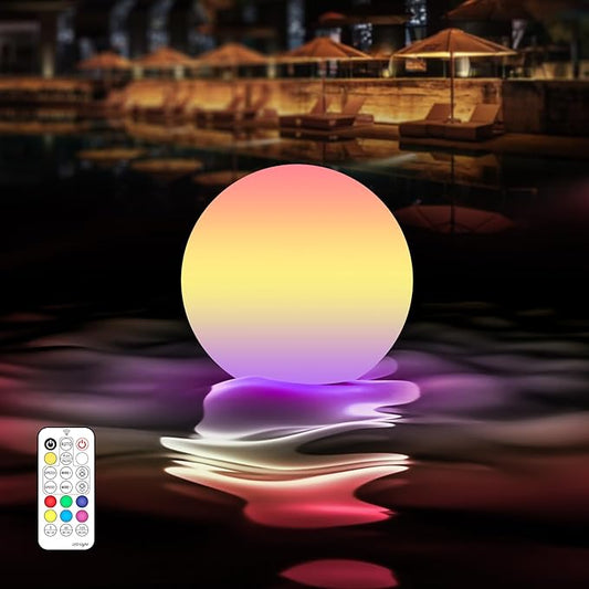 LOFTEK Floating Pool Lights, 3-inch RGBW Color Changing Swimming Pool Lights, IP65 Waterproof LED Ball Light, Bathtub Lamp, Remote Control, Sphere Orb Light for Patio, Yard & Pool Décor (1 Pack)
